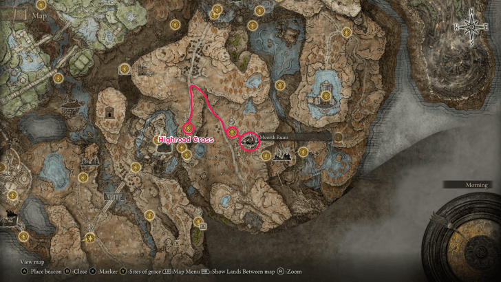 Elden Ring - Moorth Ruins Map Location