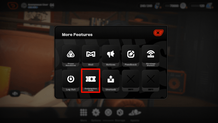 ZZZ - Redeem Codes in the More Menu