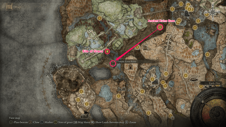 Elden Ring - Temple Town Ruins Map Location