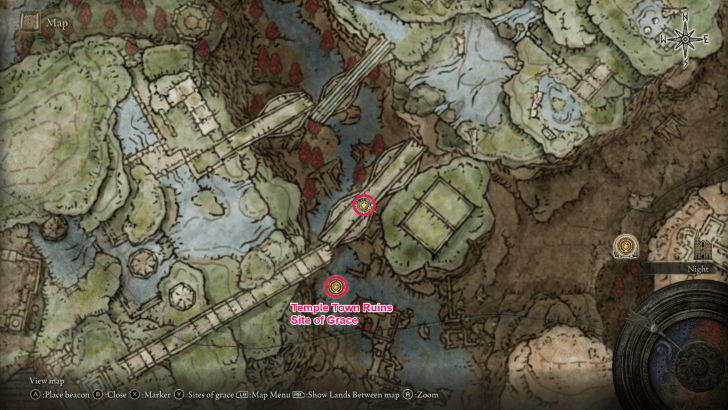 Elden Ring - Temple Town Ruins North Spiritspring Map Location