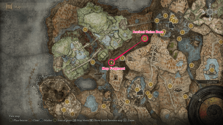 Elden Ring - Temple Town Ruins Map Fragment Map Location Location