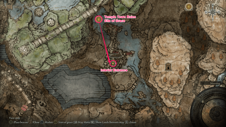 Elden Ring - Temple Town Ruins Inside Entrance Map Location