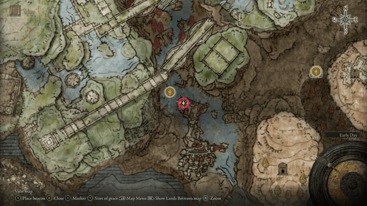 Elden Ring - Temple Town Ruins Two-Handed Sword Talisman Map Location