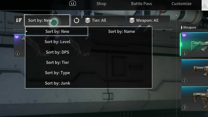 The First Descendant - Sort Function Weapons
