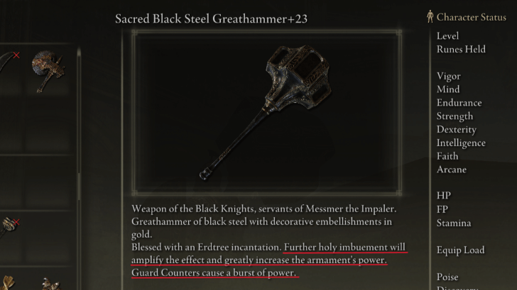 Black Steel Greathammer Item Description