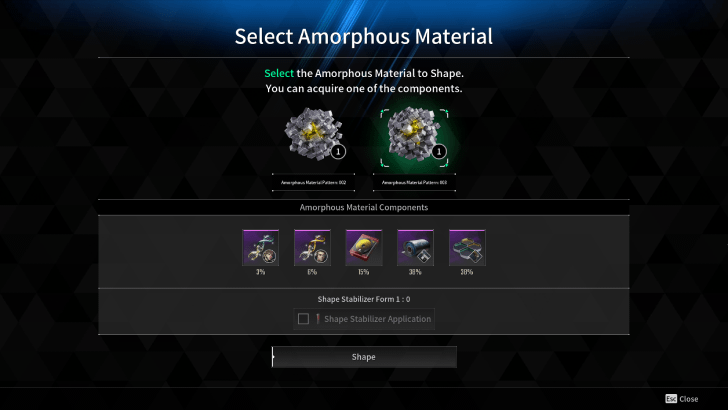 The First Descendant - Amorphous Materials Guide How to Open Amorphous Materials Choose Amorphous Material