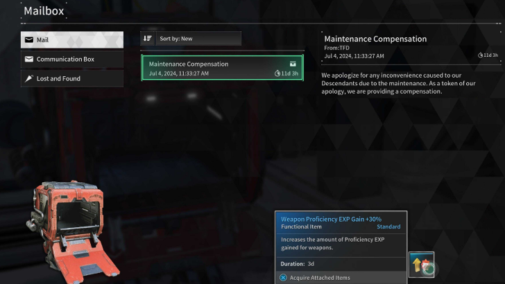 The First Descendant - Mailbox XP Boost
