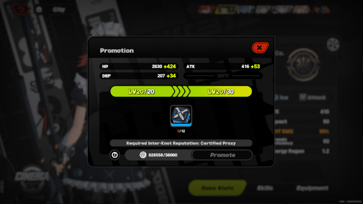 Promote a Character to Increase the Level Cap