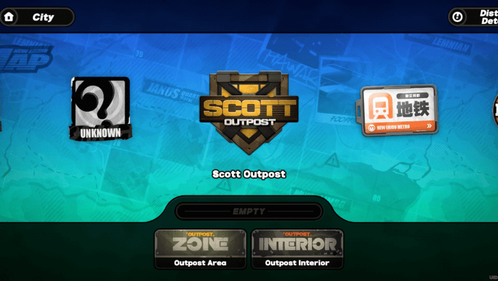 Scott Outpost Fast Travel Menu