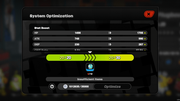 Bangboo System Optimization Screen
