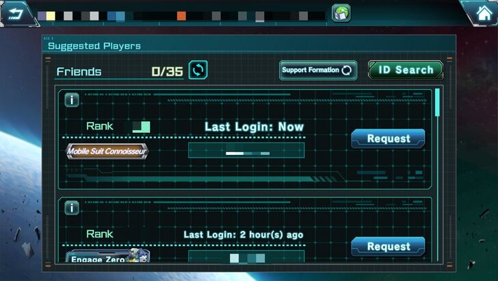 Friend Request List - Gundam UC Engage
