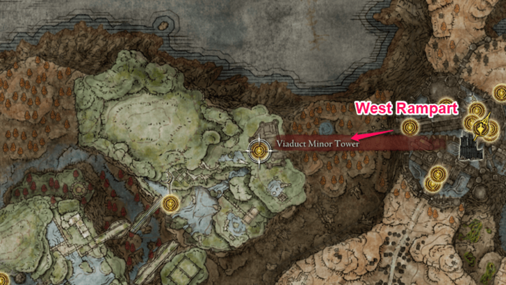 Elden Ring - Viaduct Minor Tower Map Location