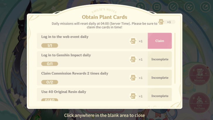 Genshin - Fragrant Fantasy - Complete Daily Missions