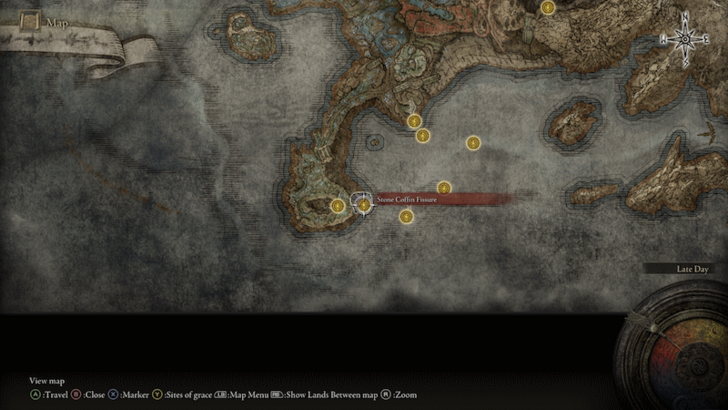 Elden Ring - Stone Coffin Fissure Site of Grace Map Location