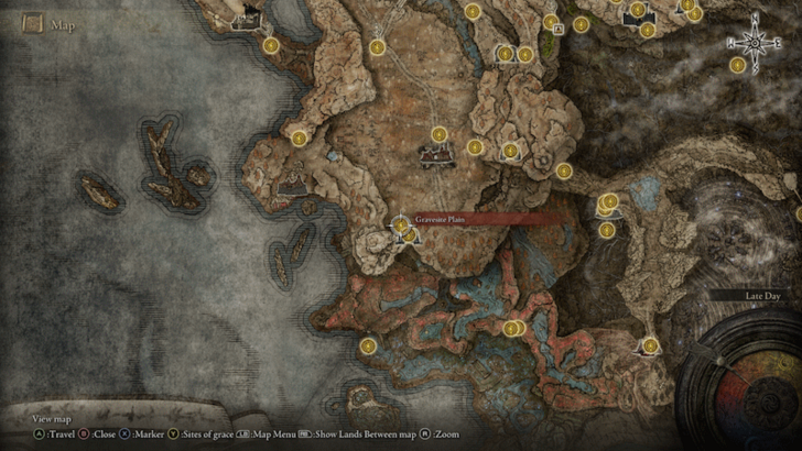 Elden Ring - Gravesite Plain Site of Grace Map Location