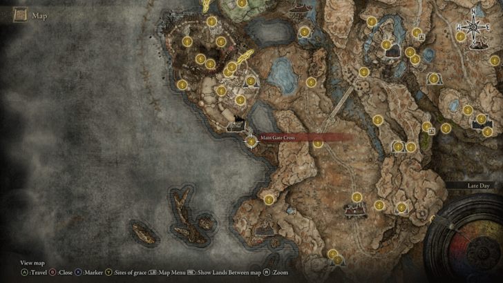 Elden Ring - Main Gate Cross Site of Grace Map Location