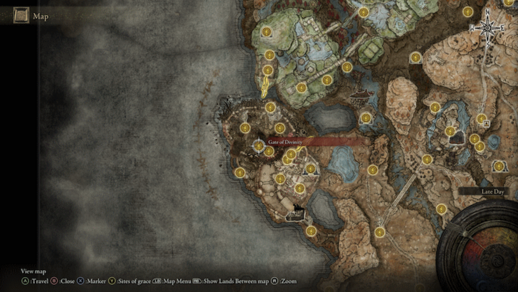 Elden Ring - Gate of Divinity Site of Grace Map Location