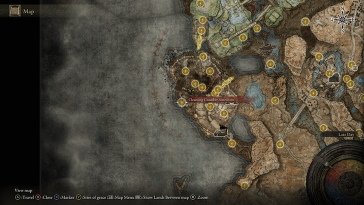 Elden Ring - Cleansing Chamber Anteroom Site of Grace Map Location