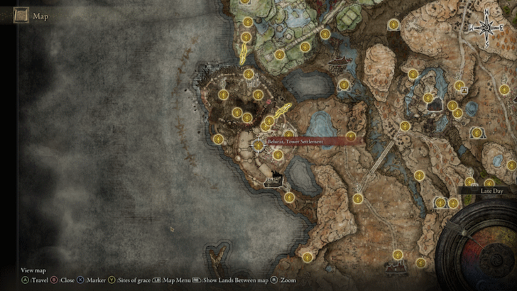 Elden Ring - Belurat, Tower Settlement Site of Grace Map Location