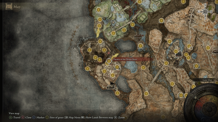 Elden Ring - Theatre of the Divine Beast Site of Grace Map Location