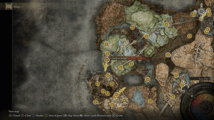 Elden Ring - Church of the Bud Site of Grace Map Location