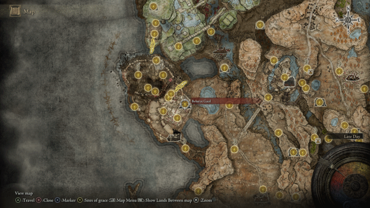 Elden Ring - Belurat Gaol Site of Grace Map Location