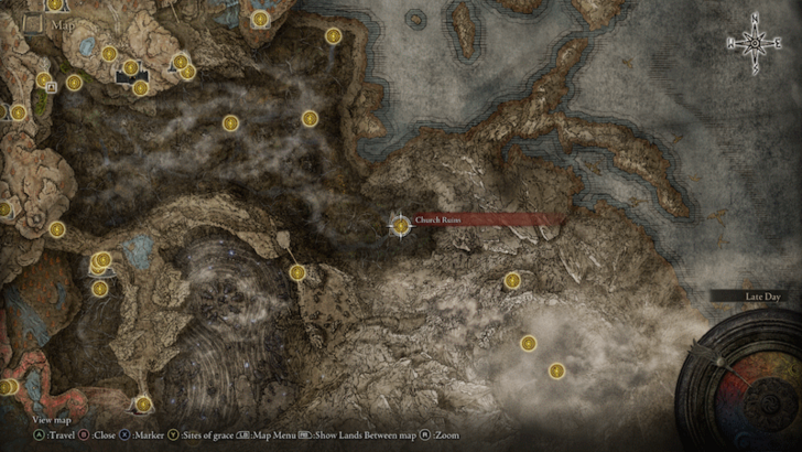 Elden Ring - Church Ruins Site of Grace Map Location