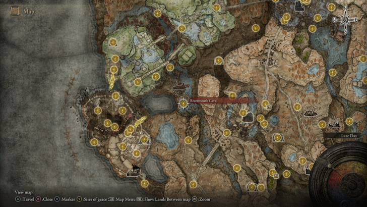 Elden Ring - Rivermouth Cave Site of Grace Map Location