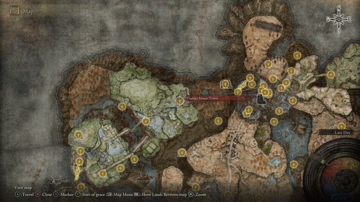 Elden Ring - Viaduct Minor Tower Site of Grace Map Location