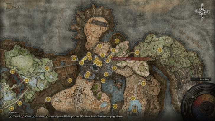 Elden Ring - Tree-Worship Passage Site of Grace Map Location