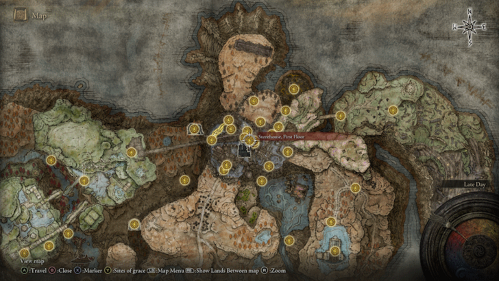 Elden Ring - Storehouse, First Floor Site of Grace Map Location