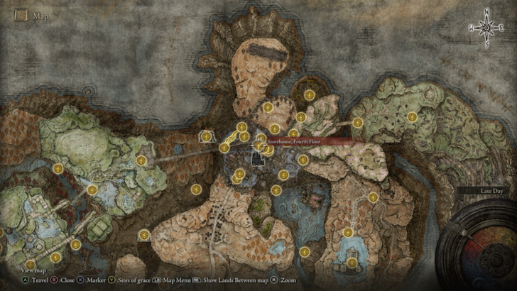 Elden Ring - Storehouse, Fourth Floor Site of Grace Map Location