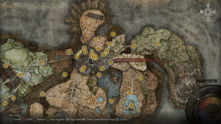 Elden Ring - Church District Entrance Site of Grace Map Location