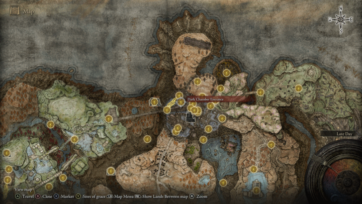 Elden Ring - Dark Chamber Entrance Site of Grace Map Location