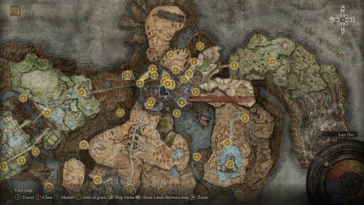 Elden Ring - Sunken Chapel Site of Grace Map Location