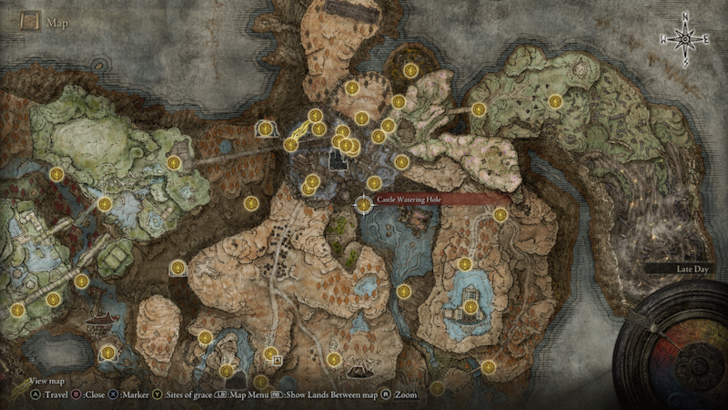 Elden Ring - Castle Watering Hole Site of Grace Map Location