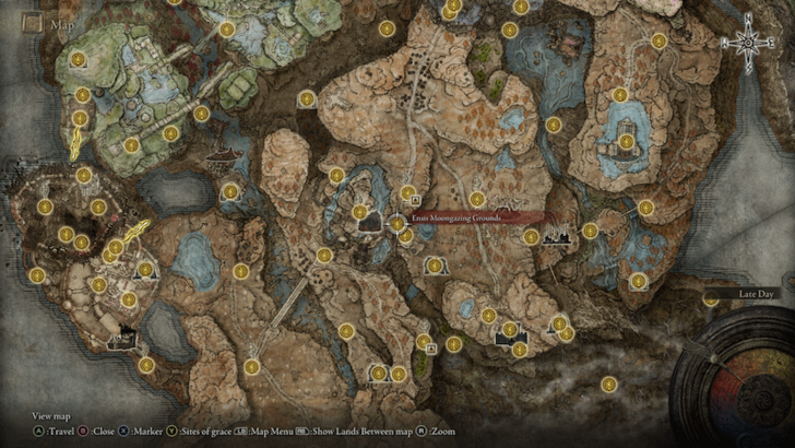 Elden Ring - Ensis Moongazing Grounds Site of Grace Map Location