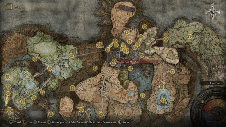 Elden Ring - Shadow Keep Main Gate Site of Grace Map Location