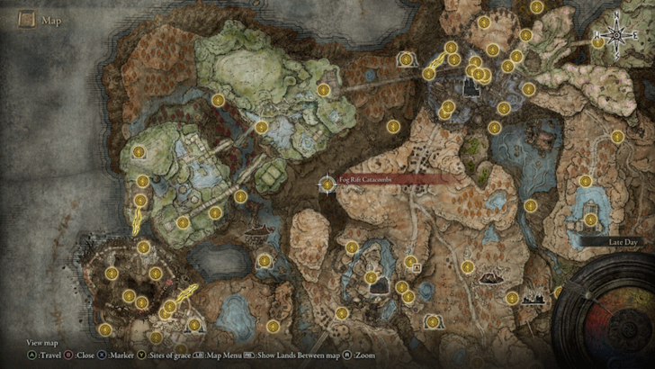 Elden Ring - Fog Rift Catacombs Site of Grace Map Location