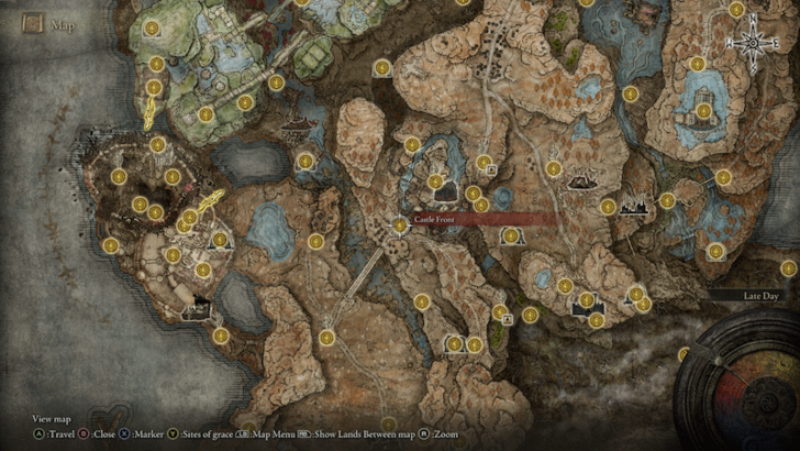 Elden Ring - Castle Front Site of Grace Map Location