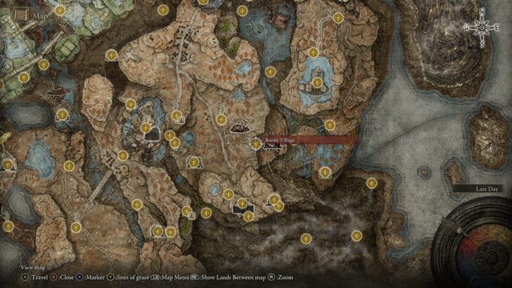 Elden Ring - Bonny Village Site of Grace Map Location