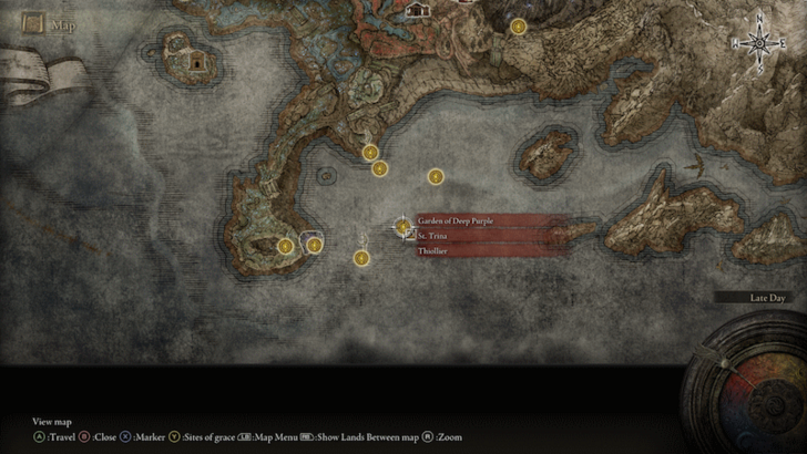 Elden Ring - Garden of Deep Purple Site of Grace Map Location