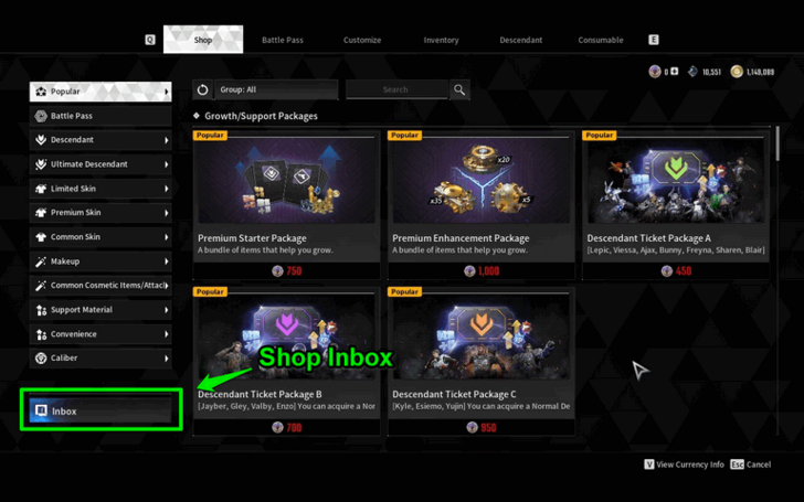 The First Descendant - Shop Inbox