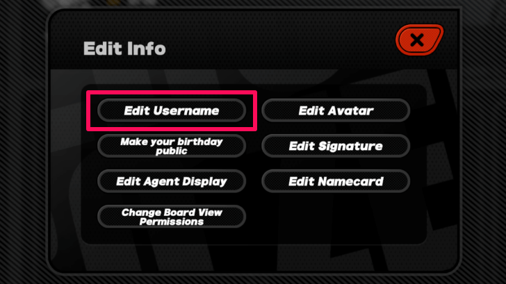Select Edit Username