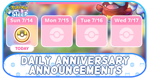 Pokemon Sleep - Daily Anniversary News Announcements