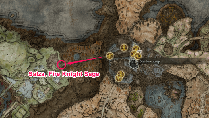 Elden Ring - Salza, Fire Knight Sage World Location