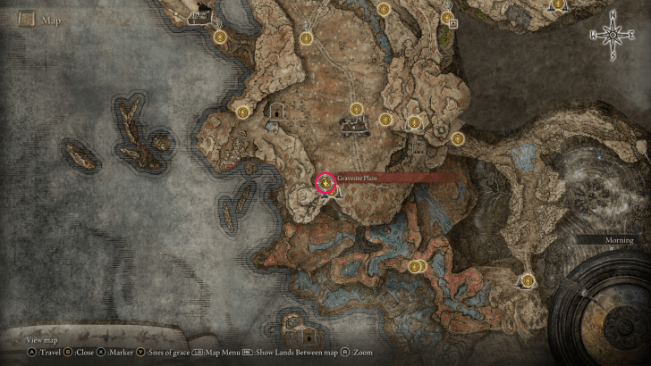 Elden Ring - Western Nameless Mausoleum Site of Grace Map Location