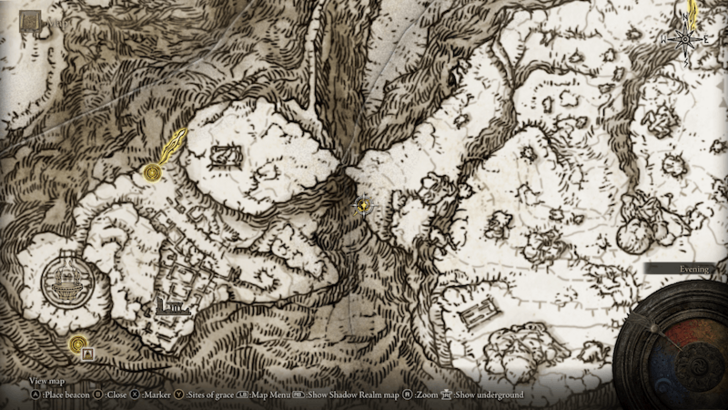 Elden Ring - Somber Stone 7 Mountaintops 2 Map Location