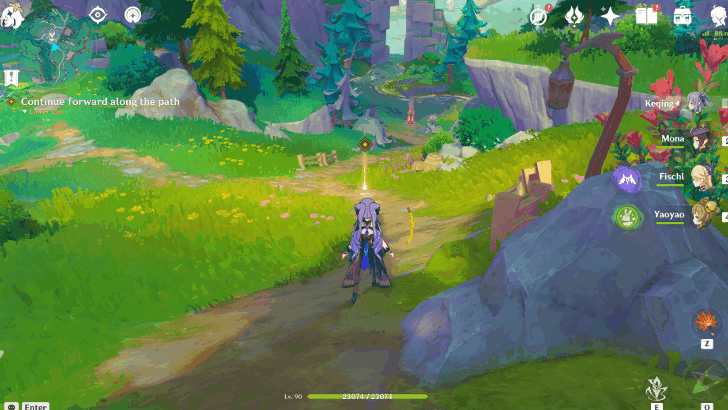 Genshin Impact The Story Begins in a Forest Without Rain Walkthrough - Continue Forward Along the Path