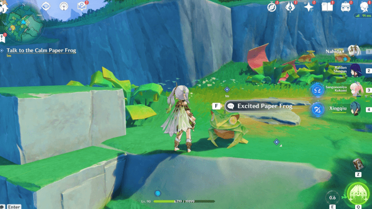 Genshin Impact The Lotus Leaf and the Champion Walkthrough - Talk to the Excited Paper Frog